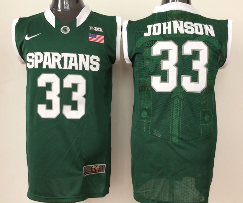 NCAA Men Michigan State Spartans Green #33 johnson->more ncaa teams->NCAA Jersey